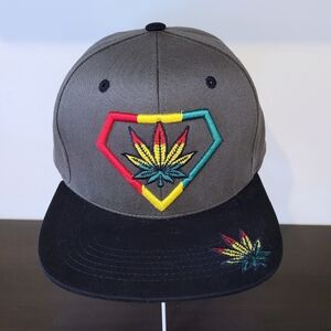 Embroidered Multicolor Superman Symbol Weed Patch Gray and Black Snapback